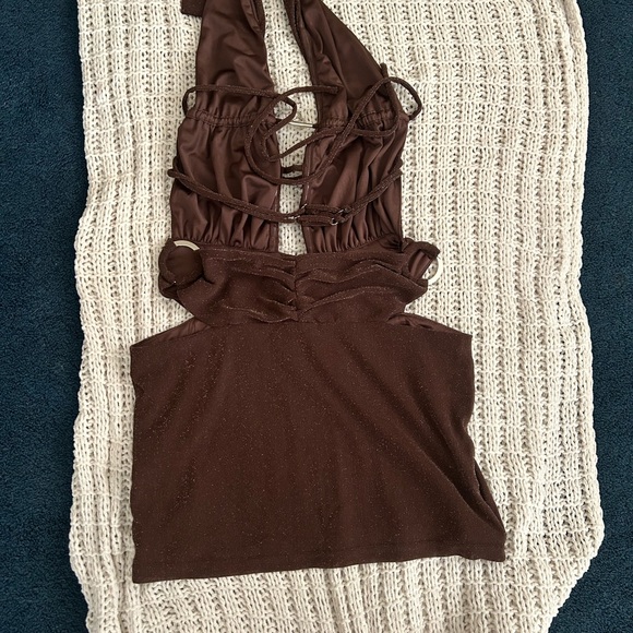 Outcast Brown Halter Mini Dress - Picture 2 of 4